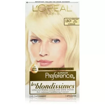 L'Oreal Paris Superior Preference Fade-Defying Color Plus Shine System, LB01 Extra Light Ash Blonde