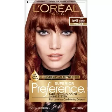 L'Oreal Paris Superior Preference Fade-Defying Color Plus Shine System, 6AB Chic Auburn Brown