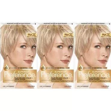 L'Oreal Paris Hair Color Superior Preference Permanent Hair Color, 9.5A, 3 Count