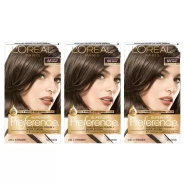 L'Oreal Paris Hair Color Superior Preference Permanent Hair Color, 6A, 3 Count