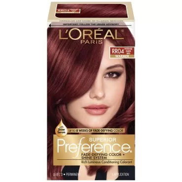L'Oreal Paris Superior Preference Fade-Defying Color + Shine System, RR-04 Intense Dark Red (Packaging May Vary)