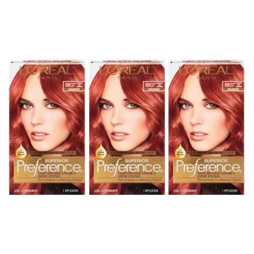 L'Oreal Paris Hair Color Superior Preference Fade-Defying Color + Shine System, RR-07 Intense Red Copper, 3 Count (Packaging May Vary)