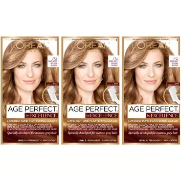 L'Oreal Paris Hair Color Age Perfect By Excellence Layered Tone Flattering Color, 7G Dark, 3 Count
