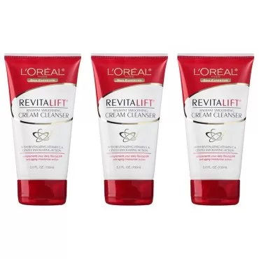 L'Oreal Paris Skin Care Revitalift Radiant Smoothing Cream Cleanser, 3 Count