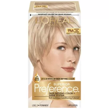 L'Oreal Paris Superior Preference Fade-Defying Color + Shine System, 9.5A Lightest Ash Blonde (Packaging May Vary)