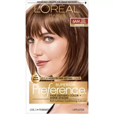 L'Oreal Paris Superior Preference Fade-Defying Color + Shine System, 6AM Light Amber Brown (Packaging May Vary)
