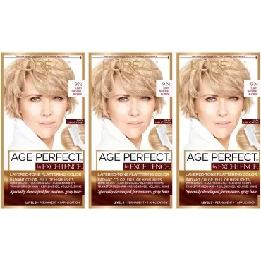 L'Oreal Paris Hair Color Age Perfect By Excellence Layered Tone Flattering Color, 9N Light, 3 Count