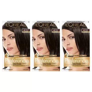 L'Oreal Paris Hair Color Superior Preference Permanent Hair Color, 4A, 3 Count