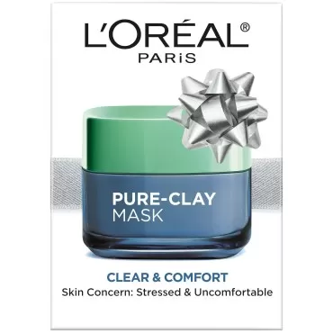 L'Oréal Paris Skincare Pure-Clay Face Mask with Seaweed for Redness and Imperfections to Clear & Comfort, Holiday Gift, 1.7 Ounce (Pack of 1)