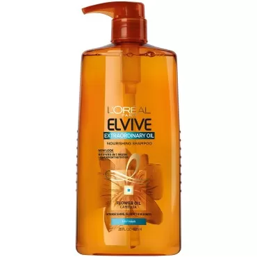 L'Oreal Paris Elvive Extraordinary Oil Nourishing Shampoo, for Dry or Dull Hair, Shampoo with Camellia Flower Oils, for Intense Hydration, Shine, and Silkiness, 28 Fl; Oz