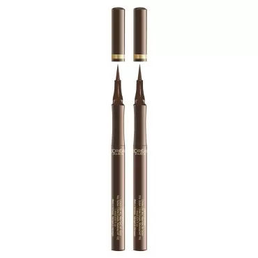 L'Oreal Paris Makeup Infallible Super Slim Long-Lasting Liquid Eyeliner, Ultra-Fine Felt Tip, Quick Drying Formula, Glides on Smoothly, Brown, Pack of 2