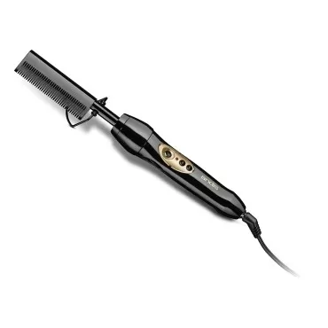 Andis 38330 Professional Heat Ceramic Press Comb for Hair, Straightener - Dual Voltage - 20 Adjustable Heat-Settings, 30 Min Auto Shut-off, Black