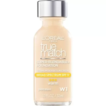 L'Oreal Paris Cosmetics True Match Super-Blendable Foundation Makeup, Porcelain W1, 2 Count