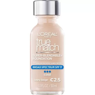 L'Oreal Paris Makeup True Match Super-Blendable Liquid Foundation, Ivory Beige C2.5, 1 Fl Oz,1 Count