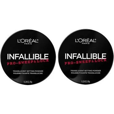 L'Oreal Paris Makeup Infallible Pro Sweep and Lock Translucent Loose Setting Powder, Controls Shine and Blurs Pores, Sets Makeup, Long-Lasting & Lightweight, 2 Count