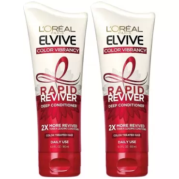 L'Oreal Paris Elvive Deep Conditioner - Rapid Reviver - Color Vibrancy - For Color Treated Hair - Net Wt. 6.0 FL OZ (180 mL) Per Tube - Pack of 2 Tubes