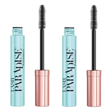 L'Oreal Paris Voluminous Makeup Lash Paradise Waterproof Mascara, Voluptuous Volume, Intense Length, Feathery Soft Full Lashes, No Smudging, No Clumping, Black, 0.25 Fl Oz (Pack of 2)