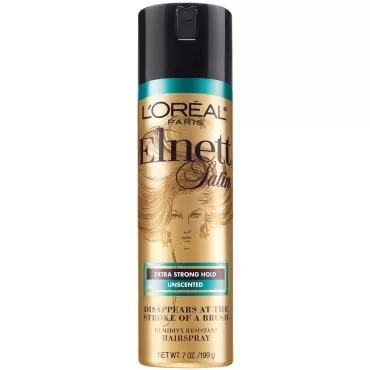 L'Oreal Paris Elnett Hair Care Elnett Satin Extra Strong Hold Hairspray - Unscented, Long Lasting + Humidity Resistant, Hair Styling Spray, 7 Oz