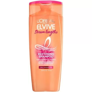 L'Oreal Paris Elvive Dream Lengths Restoring Shampoo with Fine Castor Oil and Vitamins B3 and B5 for Long, Damaged Hair, Visibly Repairs Damage Without Weighdown With System, 12.6 Fl; Oz