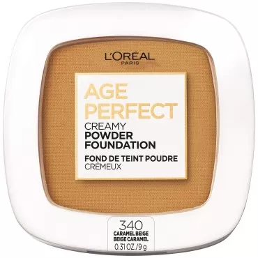 L'Oreal Paris Age Perfect Creamy Powder Foundation Compact, 340 Caramel Beige, 0.31 Ounce