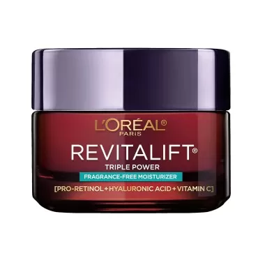 L'Oreal Paris Revitalift Triple Power Anti-Aging Face Moisturizer, Pro Retinol, Hyaluronic Acid & Vitamin C, Reduce Wrinkles, Fragrance Free 1.7 Oz