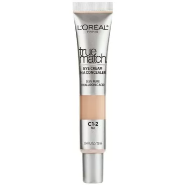L’Oréal Paris True Match Eye Cream in a Concealer, 0.5% hyaluronic acid, Fair C1-2, 0.4 fl. oz.