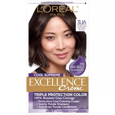 L'Oreal Paris Excellence Cool Supreme Permanent Hair Color, Ash, 100 Percent Gray Coverage Hair Dye, Anti-Brass regimen includes gentle shampoo, and an anti-brass conditioner
