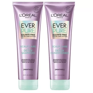 L'Oreal Paris EverPure Scalp Care + Detox Sulfate Free Shampoo & Conditioner, 8.5 Ounce (Set of 2)