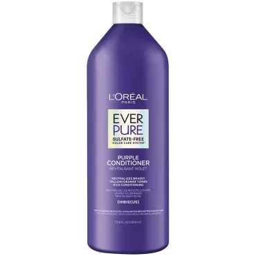 L'Oreal Paris EverPure Sulfate Free Brass Toning Purple Conditioner for Blonde, Bleached, Silver, or Brown Highlighted Hair, 33.8 Fl; Oz (Packaging May Vary)