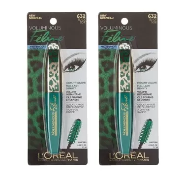 Pack of 2 L'OREAL Paris Voluminous Feline Waterproof Mascara, Black 632