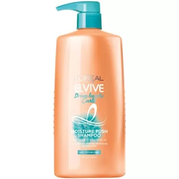 L’Oréal Paris Elvive Dream Lengths Curls Moisture Push Shampoo, Paraben-Free with Hyaluronic Acid and Castor Oil. Best for wavy hair to curly hair, 28 fl oz