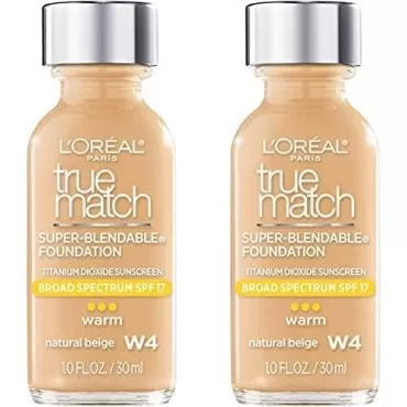 L'Oreal Paris Makeup True Match Super-Blendable Liquid Foundation, Natural Beige W4, 1 Fl Oz,1 Count (Pack of 2)