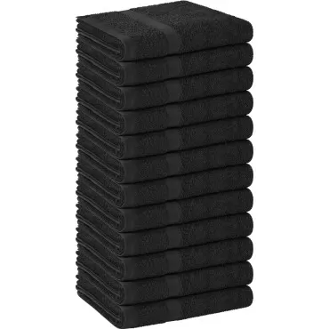 Utopia Towels - Salon Towel, Pack of 12 (Not Bleach Proof, 16x27 Inches) Highly Absorbent Cotton Towels for Hand, Gym, Beauty, Spa, and Home Hair Care, Black