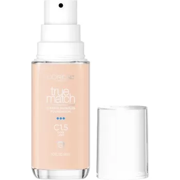 L'Oreal Paris True Match Super-Blendable Foundation, Medium Coverage Liquid Foundation Makeup, C1.5, Light, 1 Fl Oz