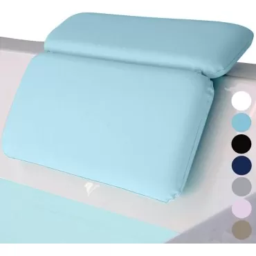 Gorilla Grip Bath Pillow for Tub, Comfortable Bathtub Pillows for Neck Head and Back Support, Strong Suction Waterproof Headrest, Cushion Rest for Curved or Straight Tubs, Spa Accessories, Spa Blue