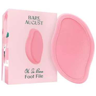 Bare August Glass Foot File Callus Remover for Feet - Heel Scraper & in Shower Foot Scrubber Dead Skin Remover - Pedicure Foot Buffer for Soft Feet (with Handle, Pink)