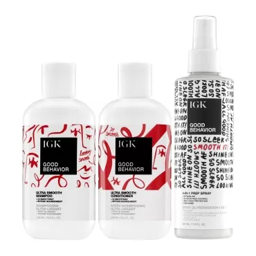IGK Good Behavior Smoothing Kit | Frizz Control + Hydrates + Shine | Vegan + Cruelty Free | 23 Oz
