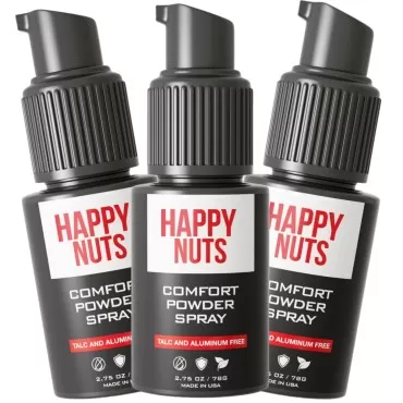 Happy Nuts Comfort Powder Spray: Anti Chafing & Mens Deodorant, Aluminum-Free, Sweat and Odor Control for Jock Itch, Groin and Men's Private Parts (2.75 Ounce (Pack of 3), Original)