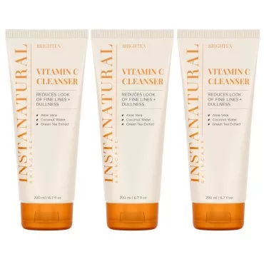 InstaNatural Vitamin C Cleanser Face Wash, Brightens and Reduces Signs of Aging, Fine Lines and Uneven Texture, with Coconut Water and Aloe Vera, 6.7 FL Oz - 3 Pack