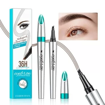 Microblading Eyebrow Pen, Eyebrow Pencil with Premium 4-Prong Micro-Fork Tip Applicator, Microblade Eyebrow Pen-Lift Your Brows Like Your Natural Brows, Stay on All Day, Smudge-Proof(Dark Brown)