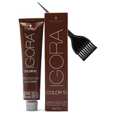 Schwarzköpf IGORA COLOR10 Permanent 10 Minute Hair Color Cream (w/Sleek Tint Brush) Color 10 Ten Haircolor Creme Dye (5-12 Light Ash Smokey Brown)