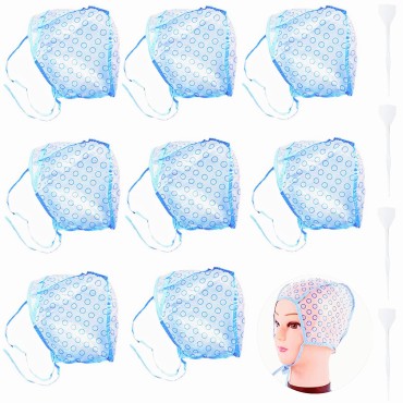 8 Pieces Disposable Hair Highlighting Cap and 4 Ho...