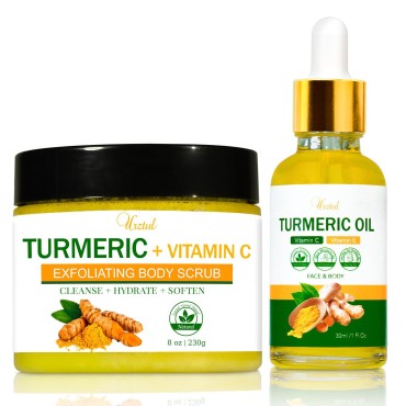 Turmeric Body Scrub Tumeric Oil Set, Natural Sooth...