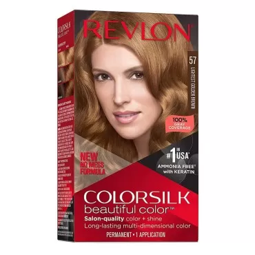 Revlon ColorSilk Beautiful Color Permanent Hair Color, 57 Lightest Golden Brown 1 Each (Pack of 2)