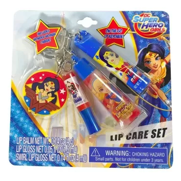 DC Comics DC Superhero Girls Lip Gloss Set Keychain Cosmetics