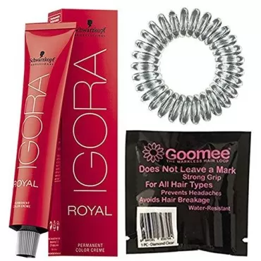 Igora Royal 9,5-22 Pale Blue Permanent Hair Color and Goomee Hair Loop Single Diamond Clear (Bundle 2 items)