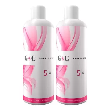 Gel and Cream 5 Volume Professional Lightening System Peroxide Developer infused with Collagen - Great for Sensitive Scalps - Made in Italy 33.8oz / 1lt (Pack of 2)