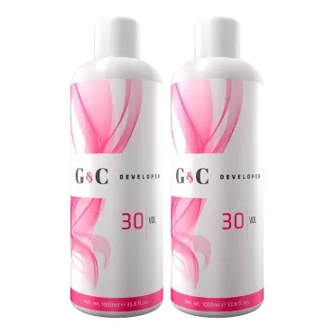 Gel and Cream 30 Volume Professional Lightening System Peroxide Developer with Collagen. Ideal for sensitive scalps, it offers 33.8oz/1lt (Pack of 2). Ensures consistent results with gentle care