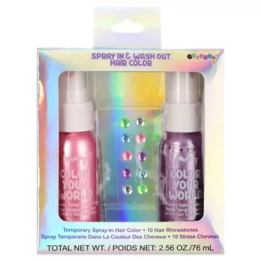 iscream Prettiest Rainbows Temporary Spray on Hair Color and Rhinestone Hair Jewels