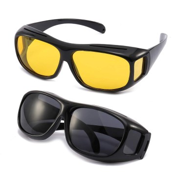2Packs Unisex HD Day Night Driving UV400 Sunglasse...